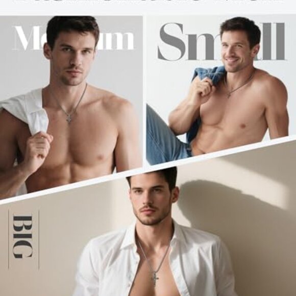 Brass Crucifix Cross Necklace, 1.8 Inch Pendant, Lobster Clasp - Picture 5 of 8